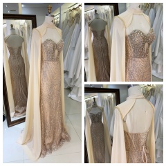 Trending Products Chic Glamorous Evening Dress Boning Prom Gowns Luxe Evening Christmas Part Dress for Girl