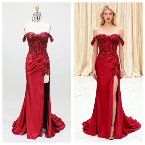 Red Evening Dresses Luxury Fancy Sequins Boning Prom Gowns Luxe Evening Christmas Part Dress for Girl