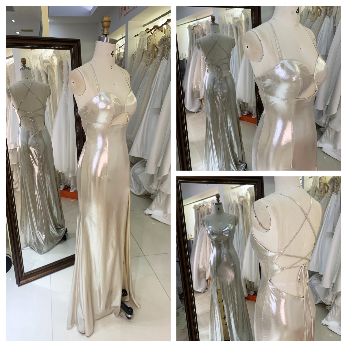 2026 Champagne Satin Trumpet/Mermaid Natural Waist Evening Gown Spaghetti Straps Pleat Sweep Train Solid Floor-length Prom Dress