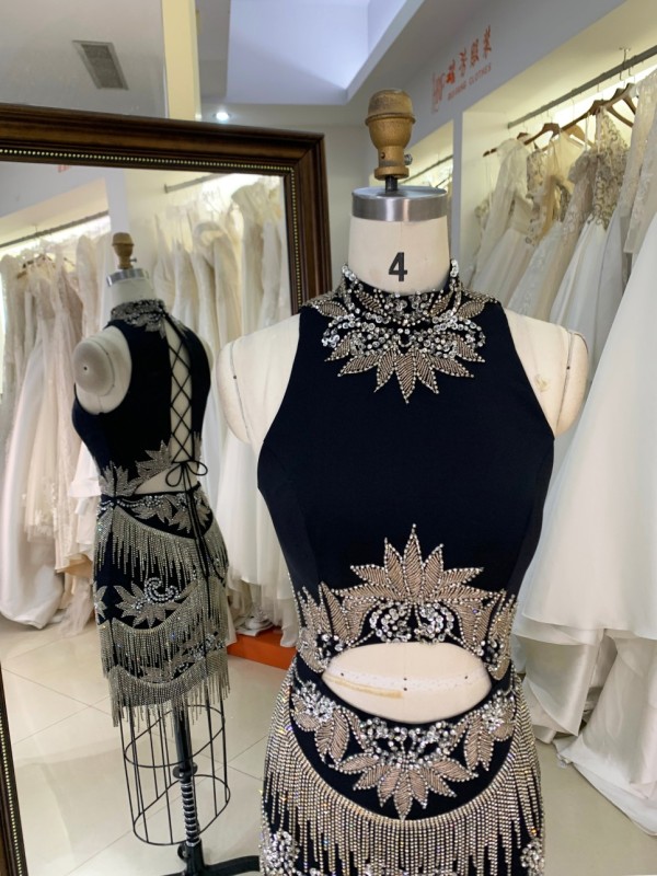 Short Sexy Evening Dress Sequins Boning Prom Gowns Luxe Evening Christmas Part Dress for Girl