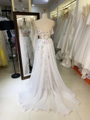 2026 High Quality Mermaid Tulle Floral Lace Floor-Length Luxury Prom Dress White Shoulder Evening Party Sweep Train