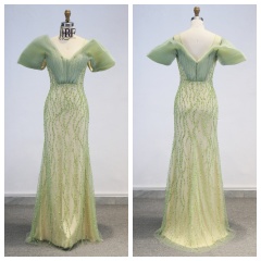 2026 Chic Luxury Sage Green Mermaid Evening Dresses Elegant Off the Shoulder Style for ARABIC Formal Party Gowns