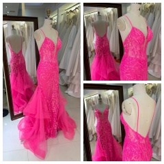 Ladies Evening Dresses Beads Fancy Sequins Boning Prom Gowns Luxe Evening Christmas Part Dress for Girl