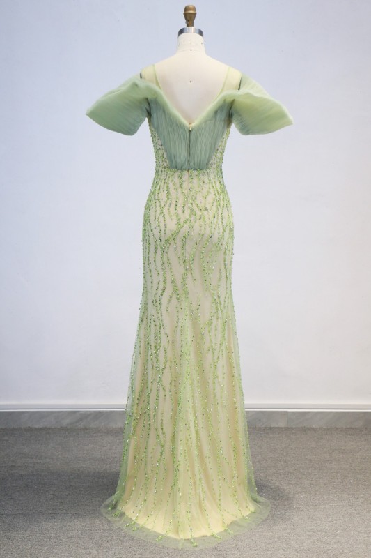 2026 Chic Luxury Sage Green Mermaid Evening Dresses Elegant Off the Shoulder Style for ARABIC Formal Party Gowns