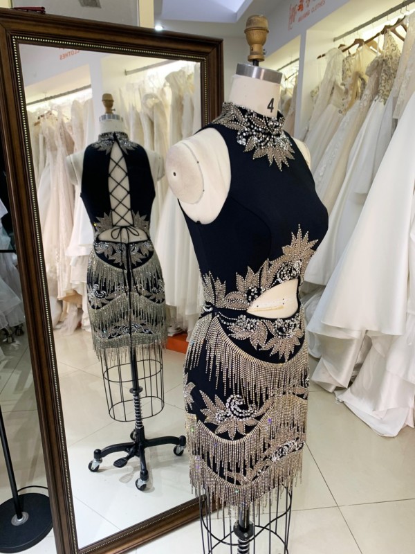 Short Sexy Evening Dress Sequins Boning Prom Gowns Luxe Evening Christmas Part Dress for Girl