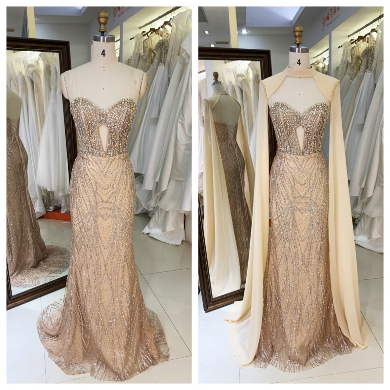 Trending Products Chic Glamorous Evening Dress Boning Prom Gowns Luxe Evening Christmas Part Dress for Girl