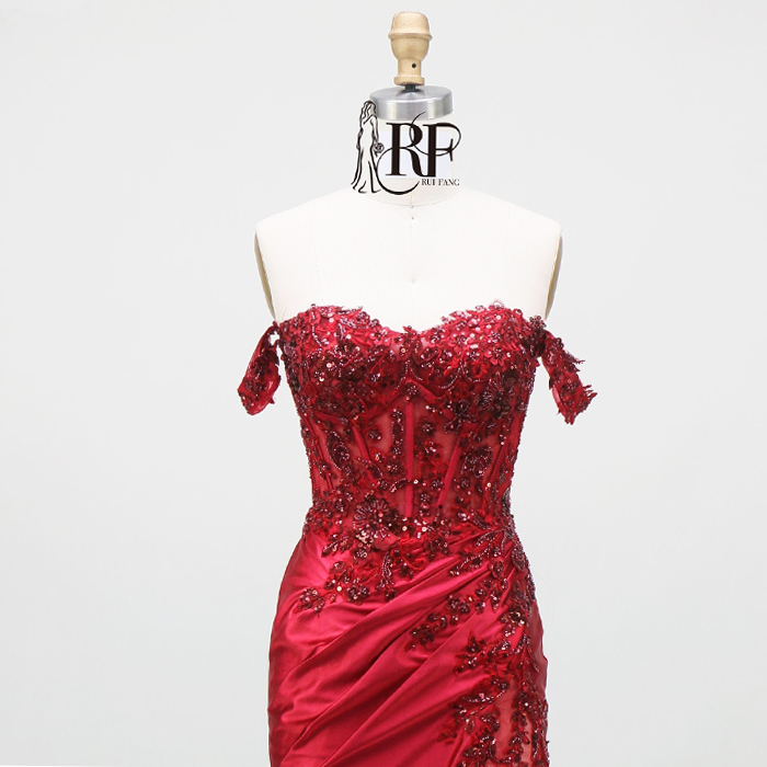 Red Evening Dresses Luxury Fancy Sequins Boning Prom Gowns Luxe Evening Christmas Part Dress for Girl