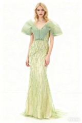 2026 Chic Luxury Sage Green Mermaid Evening Dresses Elegant Off the Shoulder Style for ARABIC Formal Party Gowns