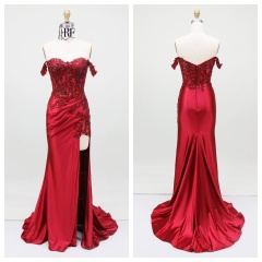 Red Evening Dresses Luxury Fancy Sequins Boning Prom Gowns Luxe Evening Christmas Part Dress for Girl