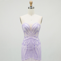 2026 Chic Lilac Beaded Sexy Sleeveless Tulle Mermaid Floor-Length Evening Dress Embroidered Zipper Back Sweep New Design Prom