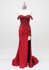 Red Evening Dresses Luxury Fancy Sequins Boning Prom Gowns Luxe Evening Christmas Part Dress for Girl