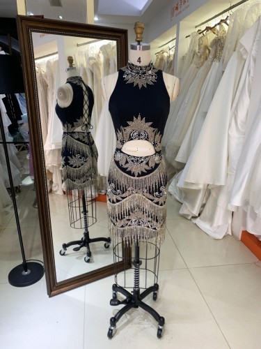 Short Sexy Evening Dress Sequins Boning Prom Gowns Luxe Evening Christmas Part Dress for Girl