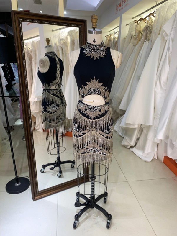 Short Sexy Evening Dress Sequins Boning Prom Gowns Luxe Evening Christmas Part Dress for Girl