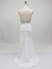 2026 Stunning Crystal Embellished Beaded Upper Body Sexy Corset High Slit Satin Fabric Mermaid Sweep Train Prom Evening Dress