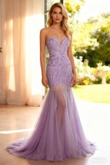 2026 Chic Lilac Beaded Sexy Sleeveless Tulle Mermaid Floor-Length Evening Dress Embroidered Zipper Back Sweep New Design Prom