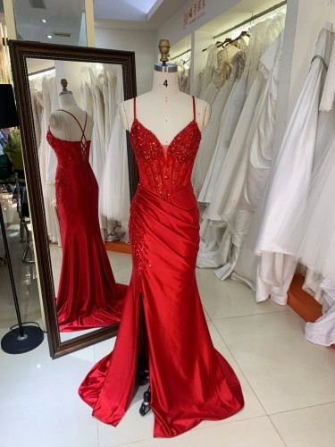 2026 Trending Products New Arrivals Fancy Sequins Boning Prom Gowns Elegant V-neck Evening Part Dress for Girl