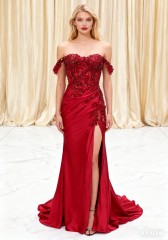 Red Evening Dresses Luxury Fancy Sequins Boning Prom Gowns Luxe Evening Christmas Part Dress for Girl