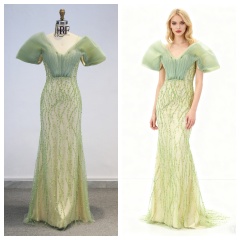 2026 Chic Luxury Sage Green Mermaid Evening Dresses Elegant Off the Shoulder Style for ARABIC Formal Party Gowns