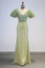 2026 Chic Luxury Sage Green Mermaid Evening Dresses Elegant Off the Shoulder Style for ARABIC Formal Party Gowns