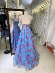 2026 High Quality A-line Tulle Prom Dress Sweetheart Neck Floor-Length with Pleated Floral Print Luxury Prom Dress