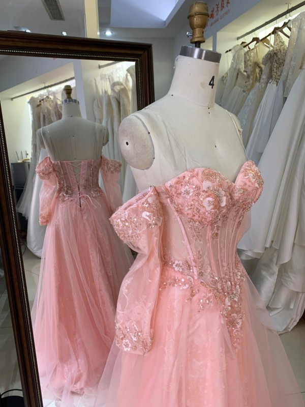 2026 Elegant Dusty Rose Mermaid Lace Appliques Embroidered Beaded V-NECK with Sleeve Floor-Length Sweep Train Prom Dress