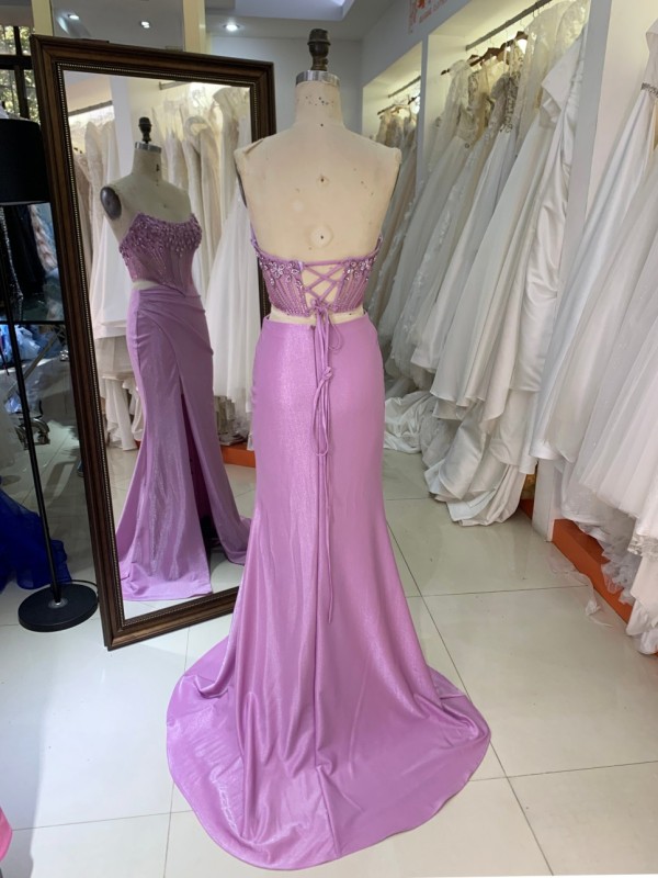 2026 New Design with Beaded Elegant Evening Prom Dress With Lace up Back Sexy Prom Dress