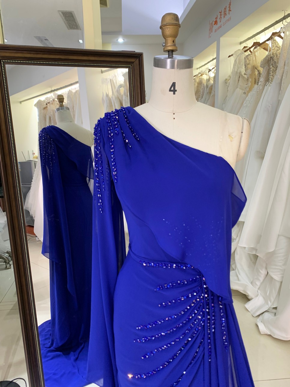 2026 High Quality Elegant Embroidered Fitted Cape One Shoulder Gown Sequined Beaded Sweep Train Floor-Length Evening Dress