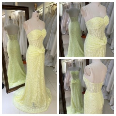 Fashion Mermaid Elegant Evening Prom Dress Beaded With Sequined Dress for Women Elegant Floor-length Dress