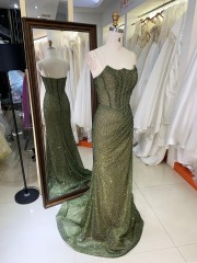 Elegant A-Line Beautiful Floor Length Blue Color Dressed Evening Dress with Rhinestone Sexy Evening Dresses