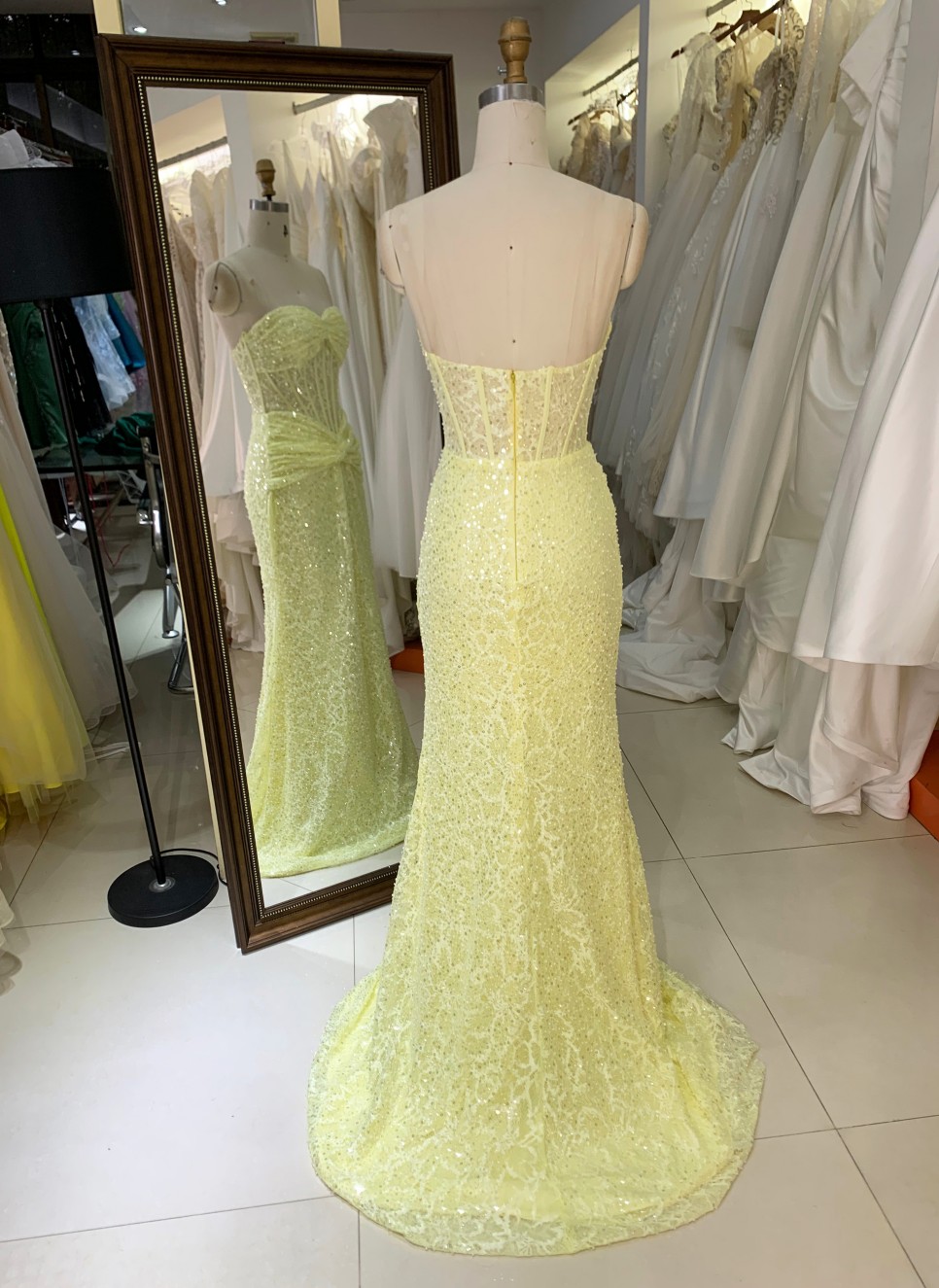 Fashion Mermaid Elegant Evening Prom Dress Beaded With Sequined Dress for Women Elegant Floor-length Dress