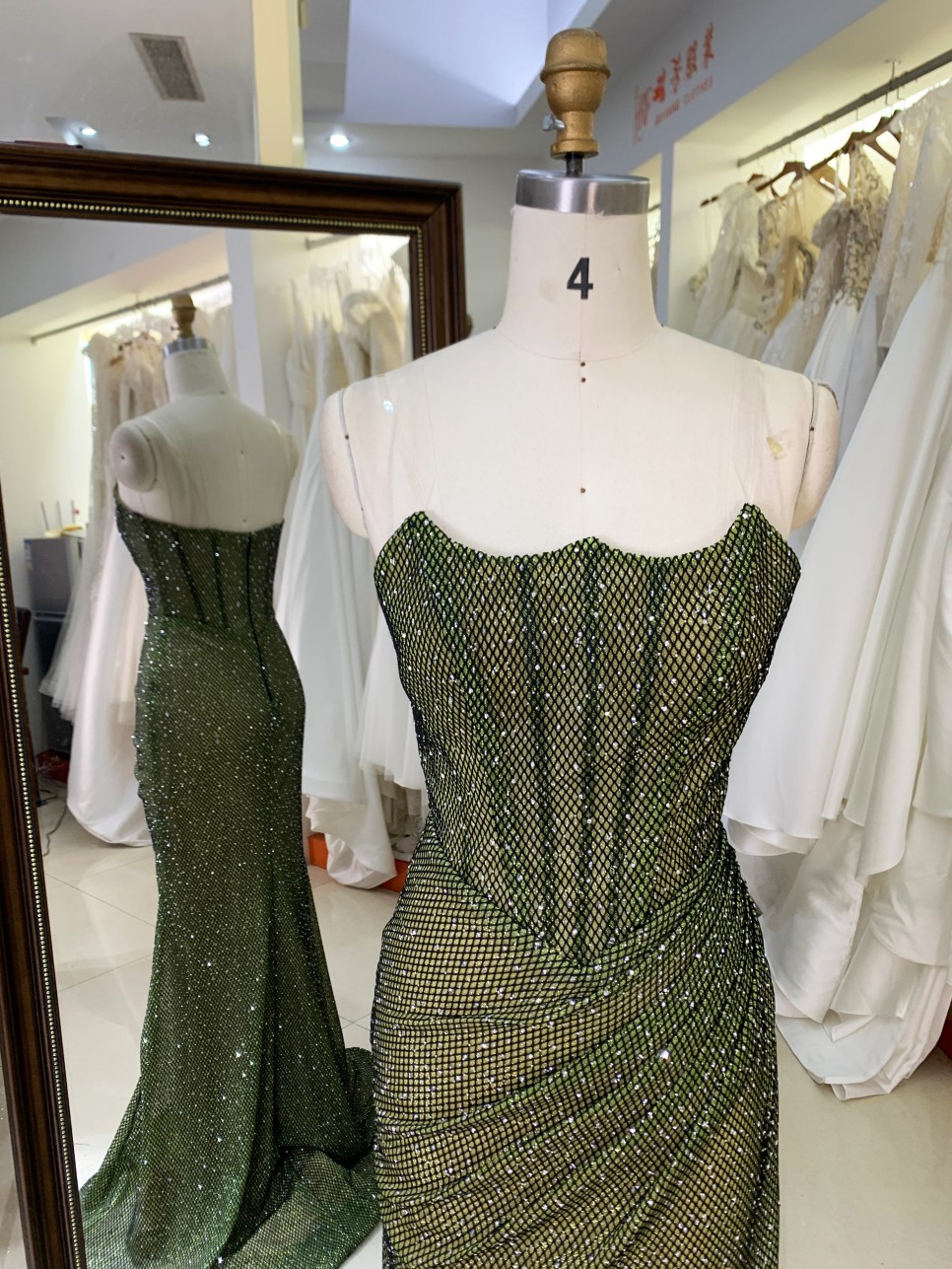 Elegant A-Line Beautiful Floor Length Blue Color Dressed Evening Dress with Rhinestone Sexy Evening Dresses