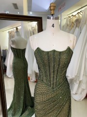 Elegant A-Line Beautiful Floor Length Blue Color Dressed Evening Dress with Rhinestone Sexy Evening Dresses