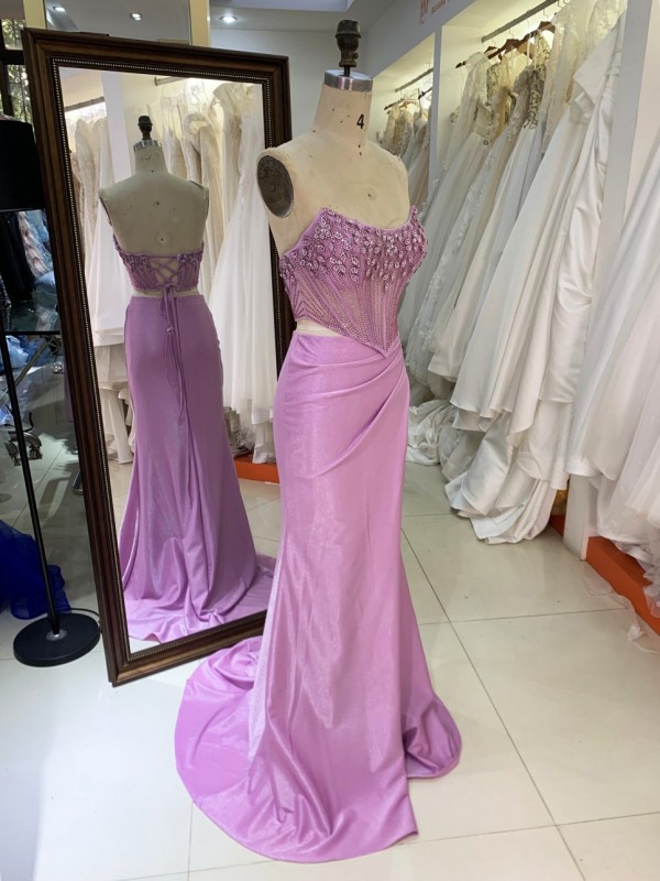 2026 New Design with Beaded Elegant Evening Prom Dress With Lace up Back Sexy Prom Dress