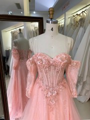 2026 Elegant Dusty Rose Mermaid Lace Appliques Embroidered Beaded V-NECK with Sleeve Floor-Length Sweep Train Prom Dress