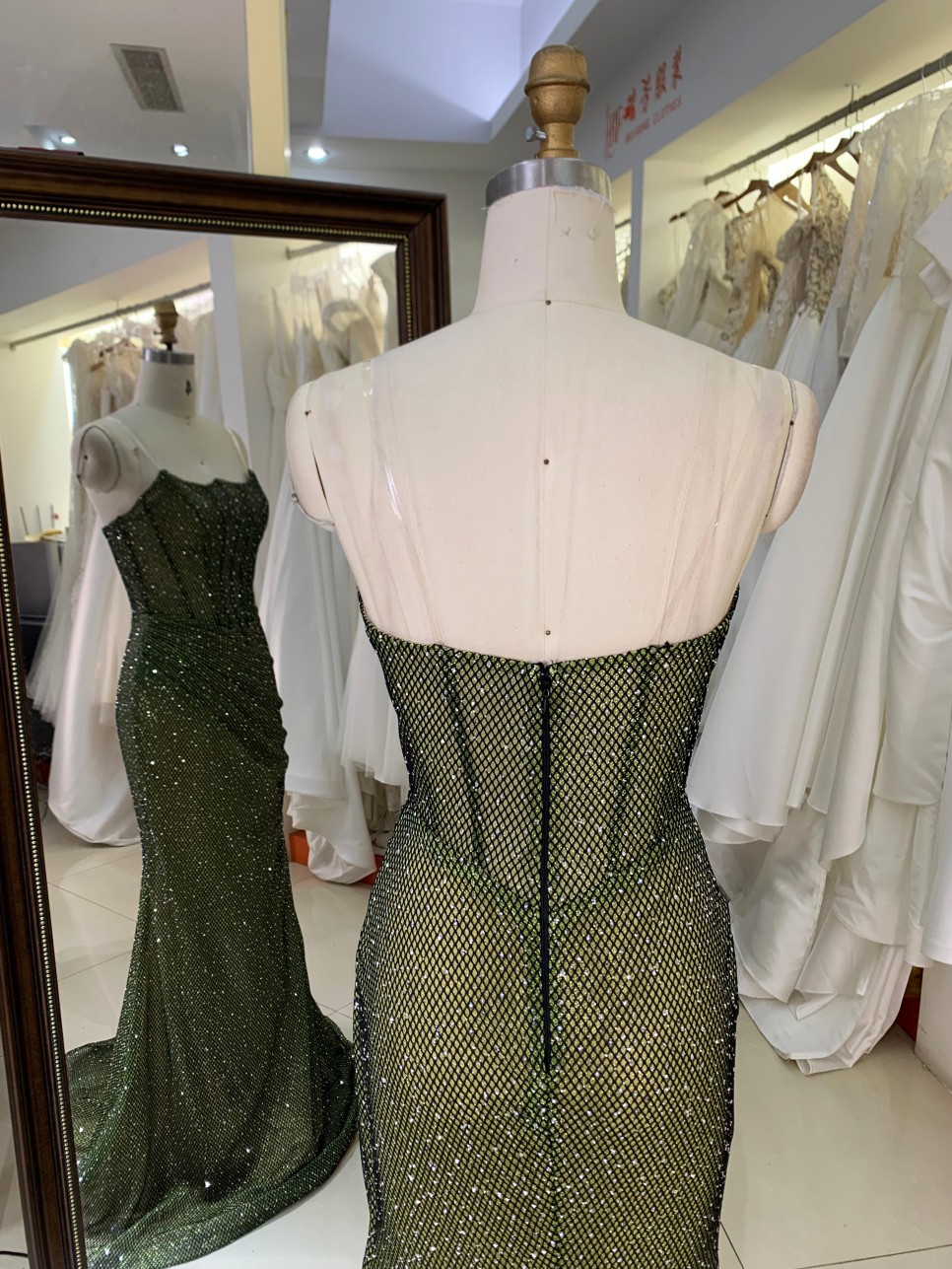 Elegant A-Line Beautiful Floor Length Blue Color Dressed Evening Dress with Rhinestone Sexy Evening Dresses