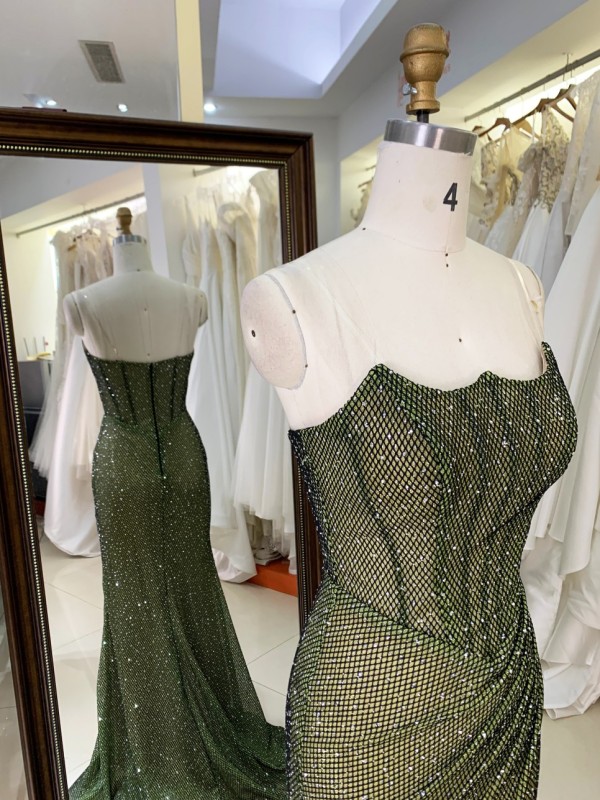 Elegant A-Line Beautiful Floor Length Blue Color Dressed Evening Dress with Rhinestone Sexy Evening Dresses