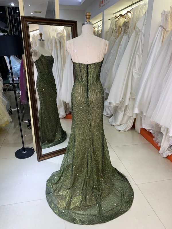 Elegant A-Line Beautiful Floor Length Blue Color Dressed Evening Dress with Rhinestone Sexy Evening Dresses