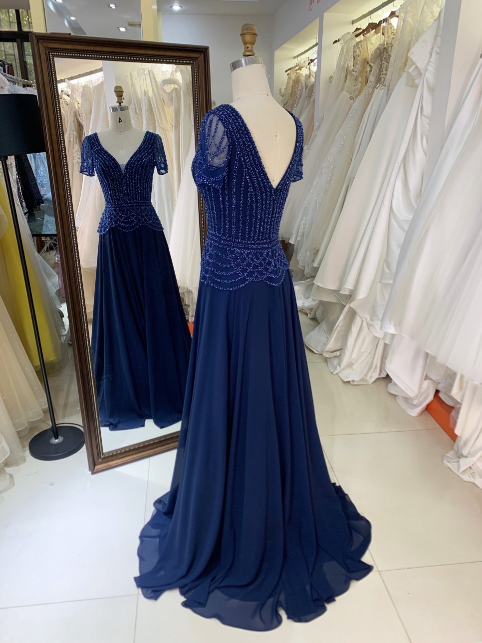 2026 Chaozhou Elegant New Boning Party Long Gown with Prom Dresses Elegant Wholesale Navy Blue Prom Dresses
