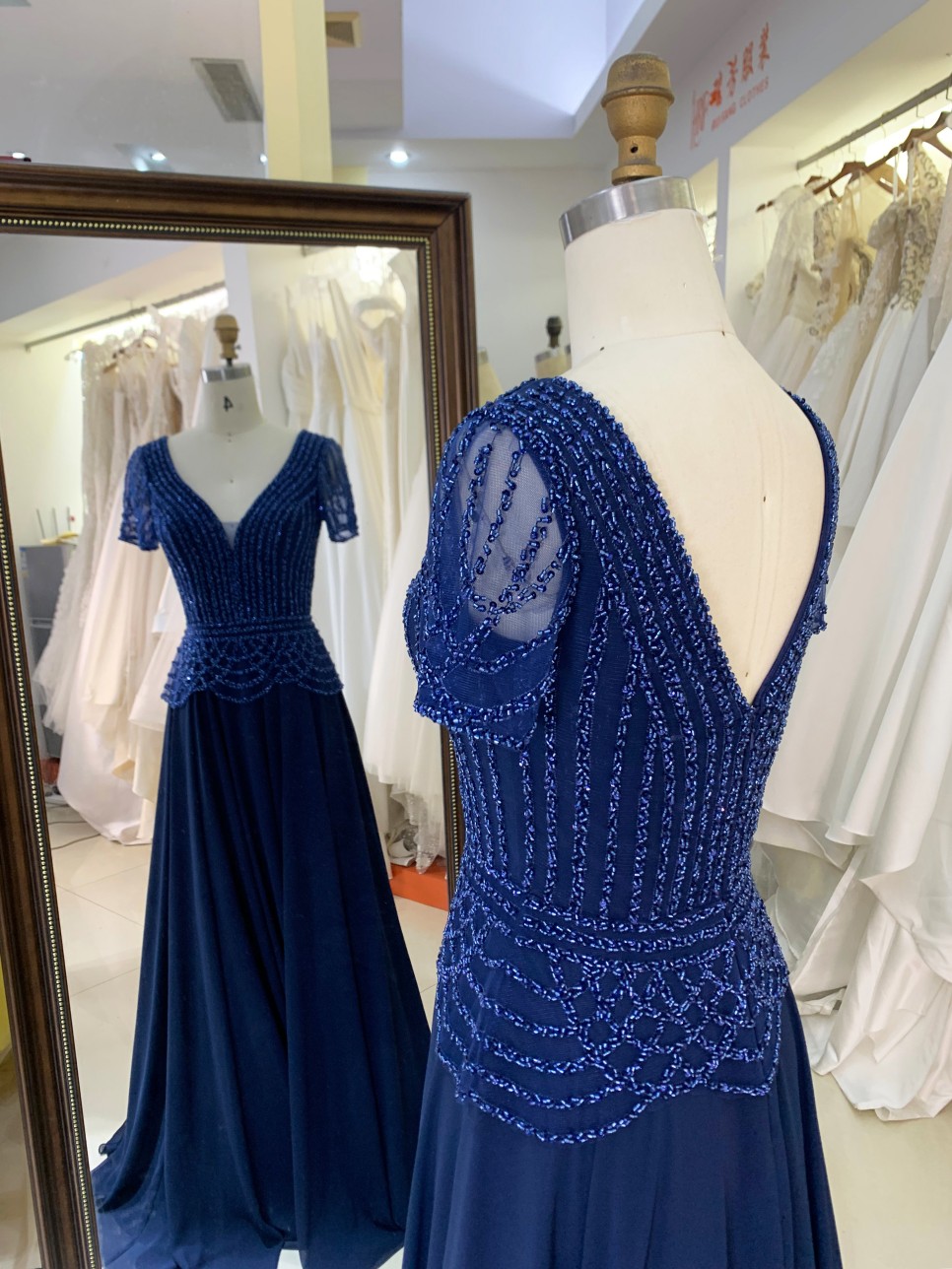 2026 Chaozhou Elegant New Boning Party Long Gown with Prom Dresses Elegant Wholesale Navy Blue Prom Dresses