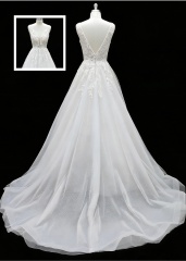 2026 New Custom Classic Elegant Modern Ivory Lace Tulle A-line Floor-Length Plus Size Wedding Dress for Simple Civil Wedding