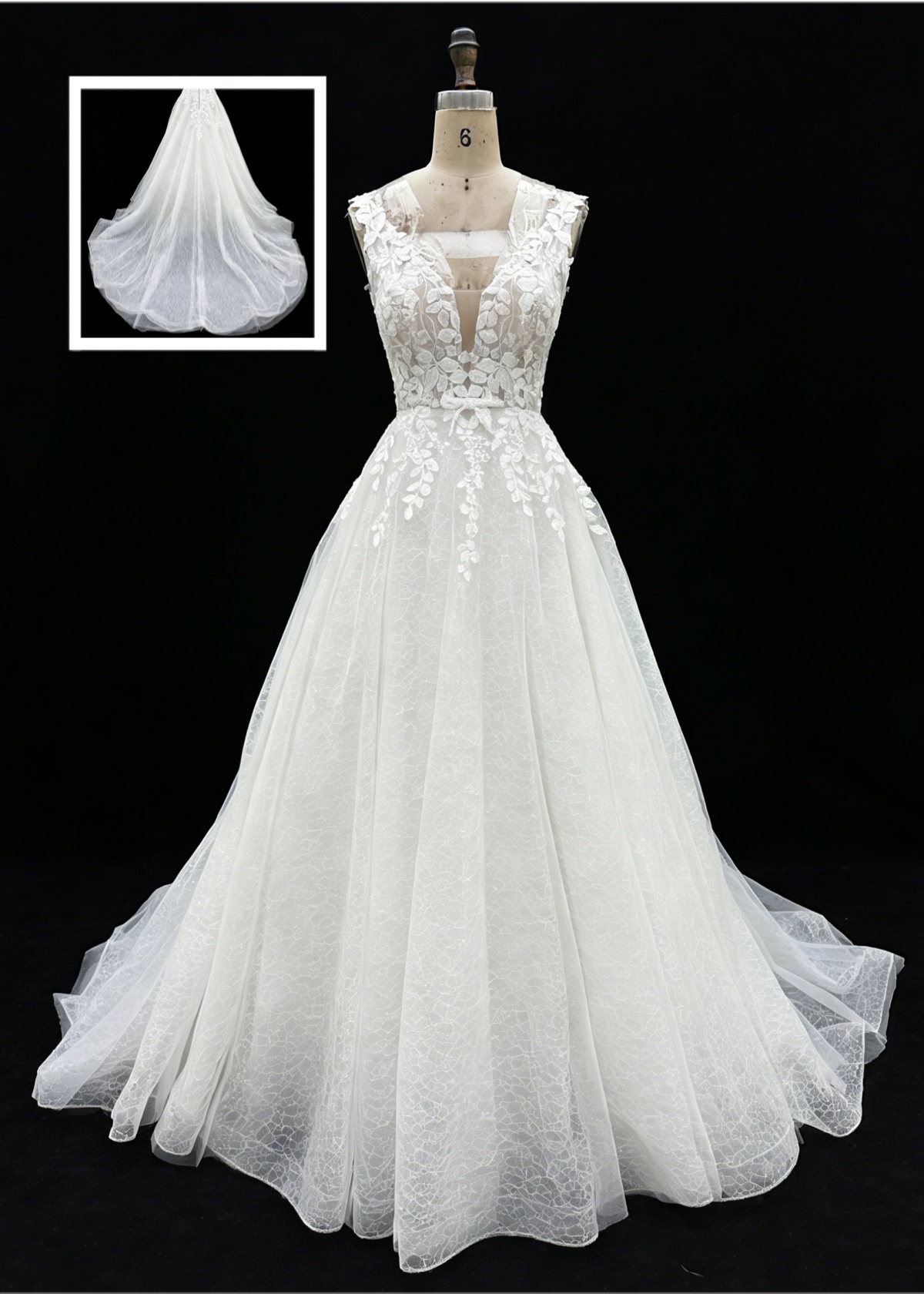 2026 New Custom Classic Elegant V-neck Backless Floor-Length A-line Bridal Wedding Dress Embroidery for Simple Civil Wedding