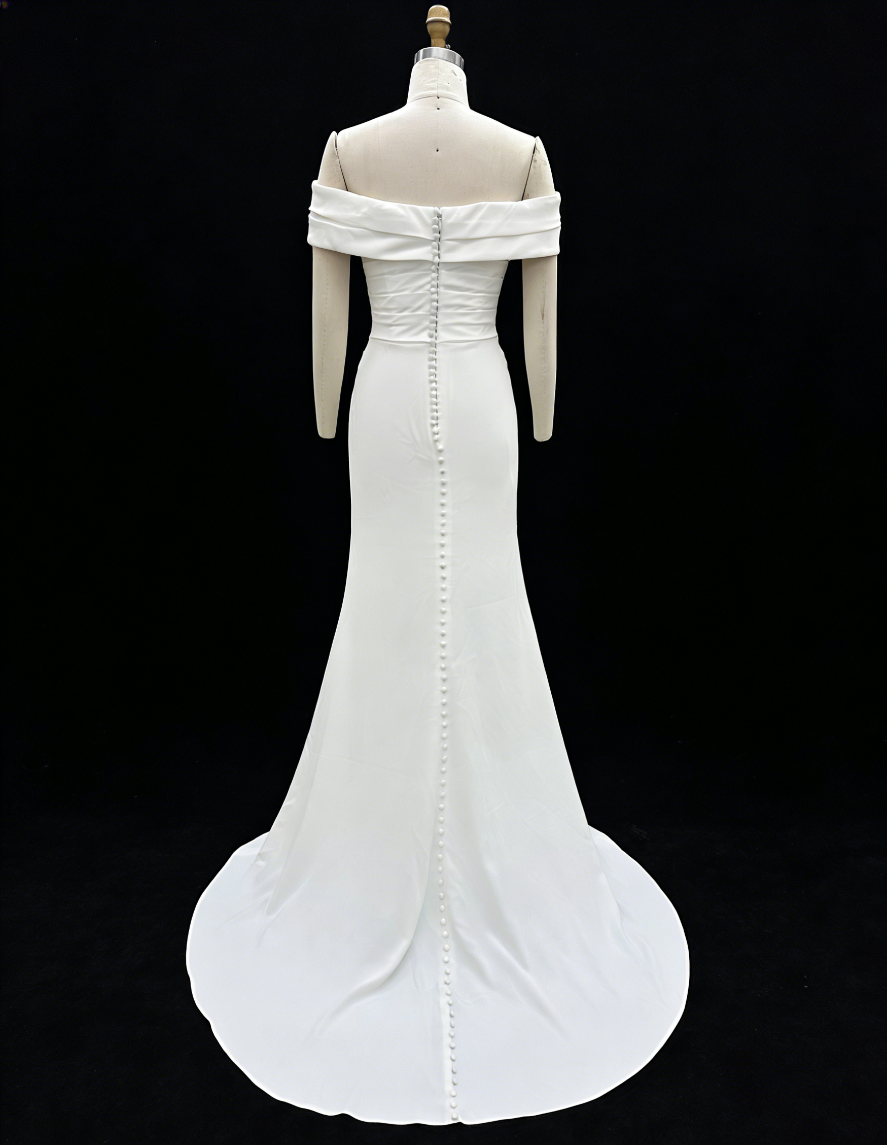 Neckline Bride Dress Elegant Mermaid Simple Design Off-the-shoulder Bride Wedding Dress Long Party Gowns with Natural Waistline