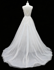 2026 New Custom Classic Elegant Modern Ivory Lace Tulle A-line Floor-Length Plus Size Wedding Dress for Simple Civil Wedding