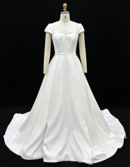 2026 New Custom Classic Elegant Sweetheart Backless Mermaid Floor-Length Satin Fabric Bridal Wedding Dress Simple Civil Wedding