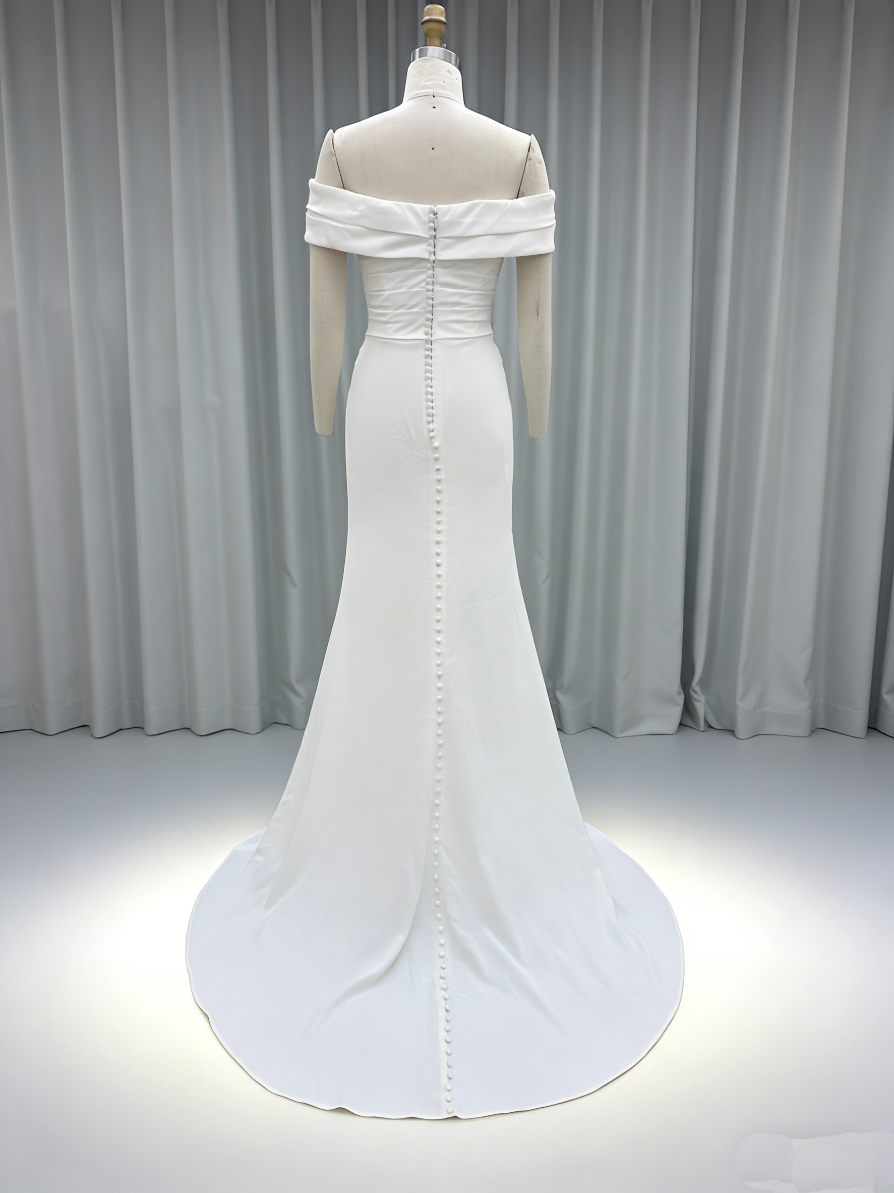 Neckline Bride Dress Elegant Mermaid Simple Design Off-the-shoulder Bride Wedding Dress Long Party Gowns with Natural Waistline