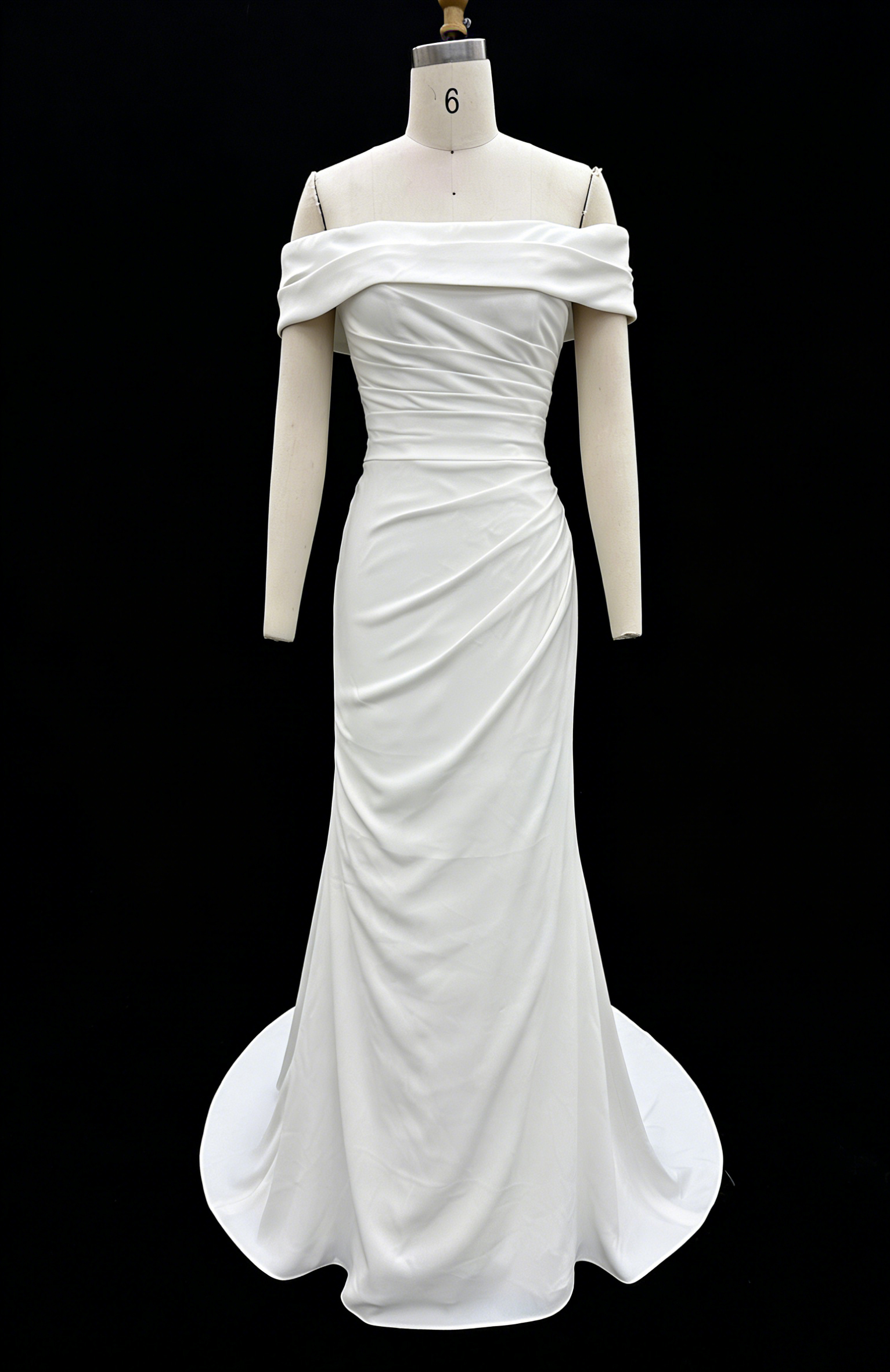 Neckline Bride Dress Elegant Mermaid Simple Design Off-the-shoulder Bride Wedding Dress Long Party Gowns with Natural Waistline