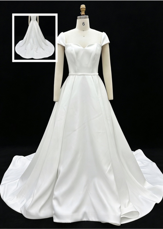 2026 New Custom Classic Elegant Sweetheart Backless Mermaid Floor-Length Satin Fabric Bridal Wedding Dress Simple Civil Wedding