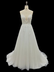 Wedding Dresses for Brides a Line Fashion Design with Lace up Back Sleeveless Embroidery Bridal Floor-Length Wedding Gown