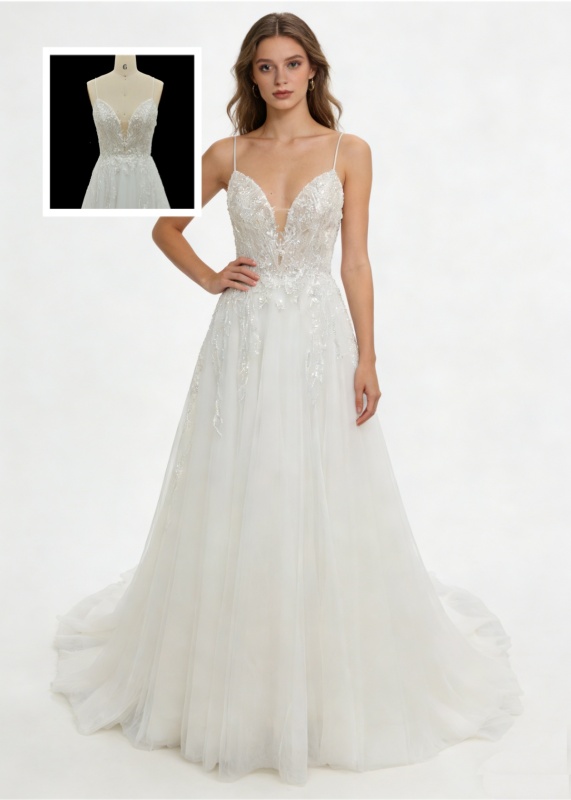 Wedding Dresses for Brides a Line Fashion Design with Lace up Back Sleeveless Embroidery Bridal Floor-Length Wedding Gown