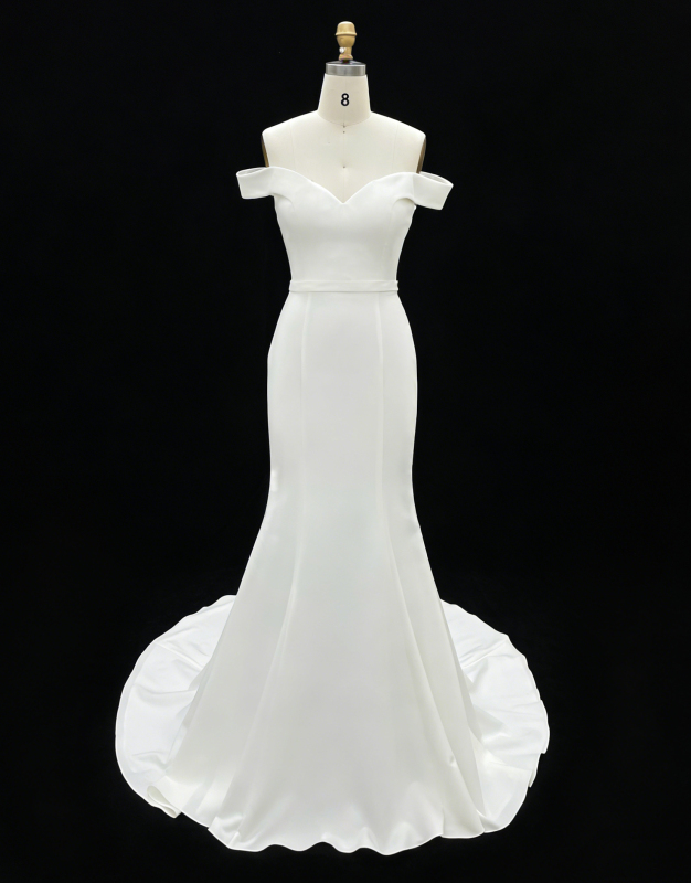 2026 Elegant Classic V-neck Mermaid Floor-Length Wedding Dresses with Straps Simple White Ivory Satin Bridal Gown